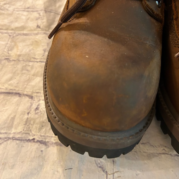 SKECHERS BROWN LEATHER AIR-COOLED MEMORY FOAM WATERPROOF WORK BOOTS MENS SIZE 8 - Picture 14 of 14